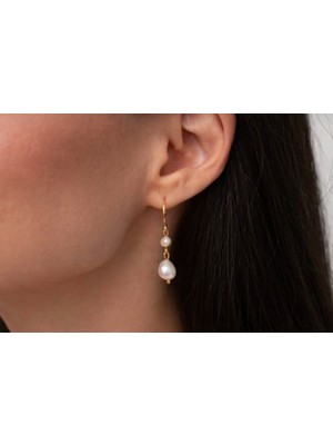 Taşmir Sertifikalı Gerçek Inci Küpe - Pirinç Altın Kaplama