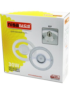 Esranın Dünyası Nisaluce EAMP-059/KB  Mika Kristal Plastik Cam   Simit Model  LED Ampul  30W   E27   BEYAZ=6500K   2700 Lumen (4887)