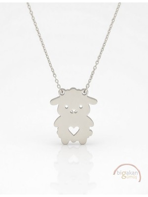 Bigakan  Minik Kuzu Kolye 925 Ayar Gümüş 45 cm Kadın Beyaz Renk