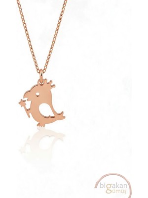 Bigakan   Papağan Kolyesi  925 Ayar Gümüş 45 cm Kadın Rose Kaplama