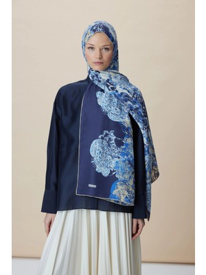 Maisa Tuvana Pamuk Ipek Şal 70*190 cm - Mavi