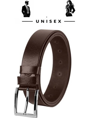 Mipek Deri Hakiki Manda Deri Unisex Kahverengi Rengi Kemer 3 cm