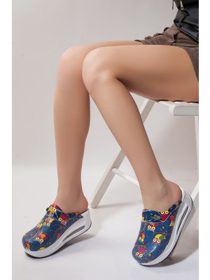 SABOTERLİK Ortopedik Doktor ve Hemşire Terliği Baykuş Desenli – Kaymaz Tabanlı Konforlu Sağlık Personeli Terliği