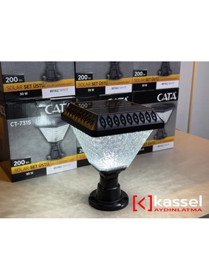 Kassel Aydınlatma CT-7315 30W Solar Bahçe Lambası Set Üstü Dış Mekan Aydınlatma Armatürü 6400K Beyaz Işık