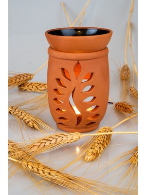 Practika 12X8 cm Yaprak Model El Yapımı Çömlek Buhurdanlık Tütsülük Mumluk Aromaterapi