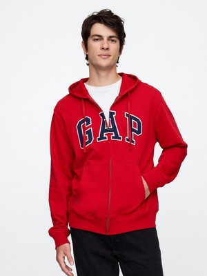 Gap Erkek Kırmızı Gap Logo Fermuarlı Fransız Havlu Kumaş Sweatshirt