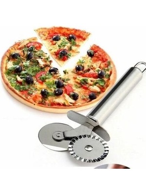 Practika Çift Başlı Metal Pizza Hamur Ruleti Mutfak Aleti Pratik Kullanım