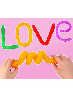 Practika 22 cm Pop Tubes Anti-Stress Sensory Fidget Toy Set (4 Pieces) Colorful Fun