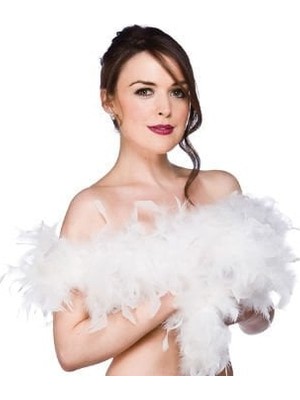 Practika 2 Metre Boa Tüy Otriş Beyaz 5 cm Geniş Kaliteli Malzeme Dekorasyon Için