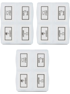 Practika 8x7 cm 4 Bölmeli Günlük Saklama Kutusu Şeffaf Kapak Taşıma Için 3 Adet