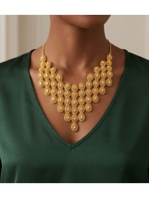 Hg.Aksesuar 22 Ayar Altın Kaplama 2'li Hint Gerdanlık Seti