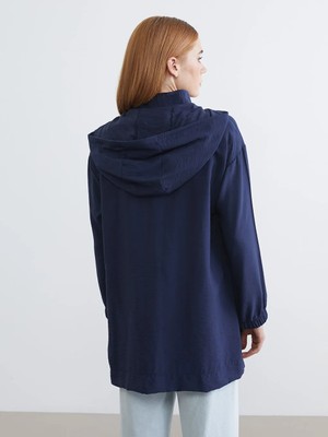 LC Waikiki Lacivert Kapüşonlu Kadın Tunik