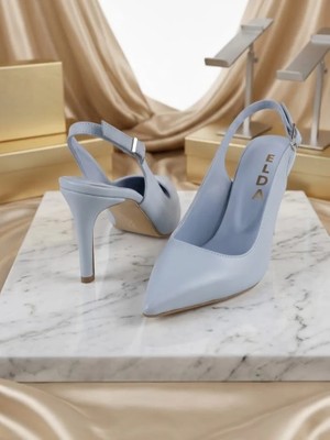 Elda Ayakkabı Bebe Mavisi Arkası Açık Stiletto 8.5 cm Topuk – Zarif & Rahat Günlük/özel Gün Ayakkabı
