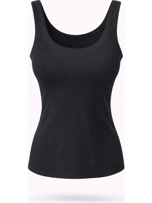 5in1Canpolat Siyah Fitilli U Yaka Atlet 251002