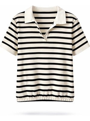 5in1Canpolat Siyah Polo Yaka Çizgili Tişört 0005