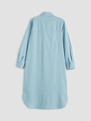 LC Waikiki Indigo Gömlek Yaka Kadın Jean Tunik