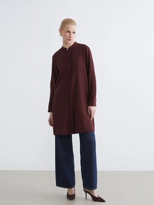 LC Waikiki Kahverengi Hakim Yaka Dokulu Kadın Gömlek Tunik