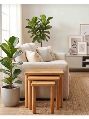 Ağaç Natürel 3 Lü Zigon Sehpa