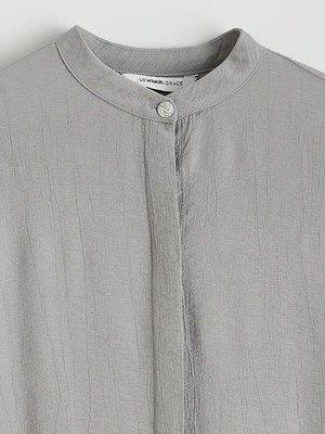 LC Waikiki Gri Hakim Yaka Dokulu Kadın Gömlek Tunik