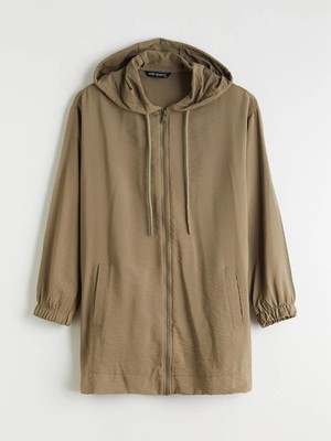 LC Waikiki Haki Kapüşonlu Oversize Kadın Tunik