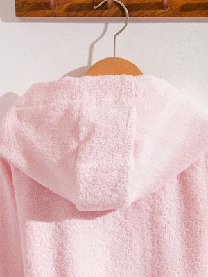LC Waikiki Pembe Kapüşonlu Pamuklu Kız Çocuk Bornoz