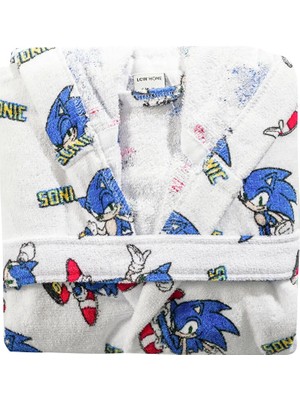 LC Waikiki Beyaz Sonic Baskılı Kız Çocuk Bornoz