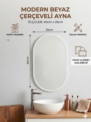 Ant Home Çerçeveli Ayna, Duvar Aynası, Masa Aynası, Minyatür 40X25 cm