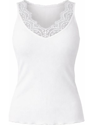 5in1Canpolat Ekru Dantel Şeritli Atlet 30902