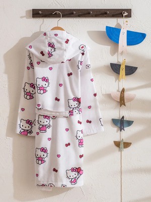 LC Waikiki Pembe Hello Kitty Baskılı Kız Çocuk Bornoz