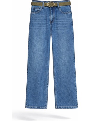 5in1Canpolat Mavi Kemerli Culotte Jean 01026