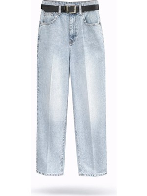 5in1Canpolat Açık Mavi Kemerli Baggy Jean 3010