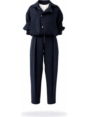 5in1Canpolat Lacivert Bomber Ceket Pantolon Takım 7154