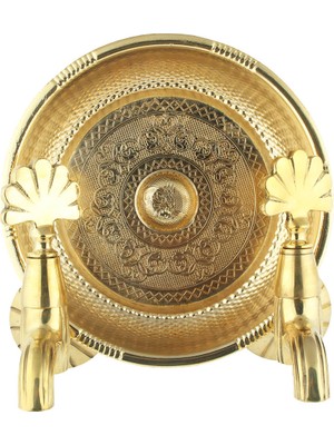vitrinbanyo Osmanlı 1/2 Ağır Ikili Tavroz Musluğu ve Ağır Hamam Tası Altın