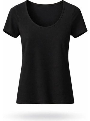 5in1Canpolat Siyah U Yaka Fit Basic Tişört 251030