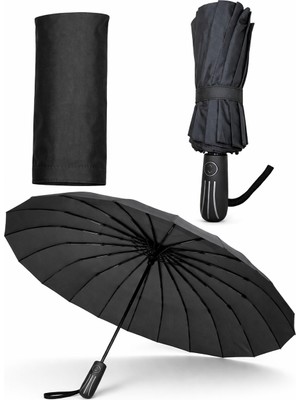 Sumo Süper Ultra Premium Lüks 16 Telli Tam Otomatik Rüzgar Korumalı Rüzgarda Kırılmayan Şemsiye