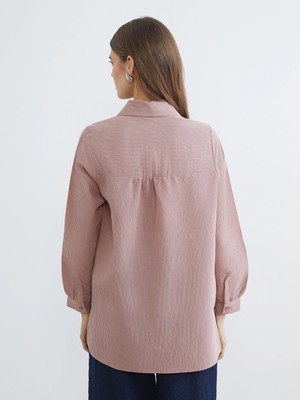 LC Waikiki Pembe Modal Karışımlı Oversize Kadın Gömlek Tunik