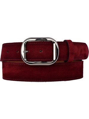 GoDeri %100 Hakiki Deri, Nikel Tokalı 4 cm Bordo Süet Kadın Kemeri; Kot, Spor Kemer=süet.23.bordo