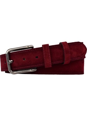 GoDeri %100 Hakiki Deri, Nikel Tokalı 4 cm Bordo Süet Kadın Kemeri; Kot, Spor Kemer=süet.76.bordosü