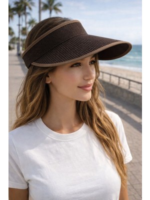 Aydın Şapkacınız Kadın Arkası Lastikli Uv Güneş Korumalı Siperlikli Şapka Yazlık Plaj Vizör Şapka