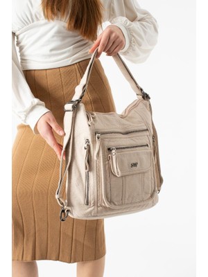 Baginn Y.s.deri Kadın Sırt Çantası Fonksiyonel Kullanım Ister Omuz Ister Çapraz Askılı Postacı Çanta 30 cm