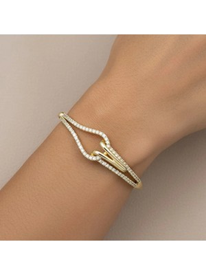 Xuping Jewelry Düğüm Model Zirkon Taşlı Kelepçe