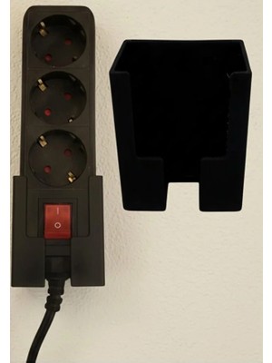 Usin Siyah Grup Priz Duvar Montaj Kutusu Kablo Düzenleyici Tutucu Organizer Vidalamaya Uygun Yapışkanlı