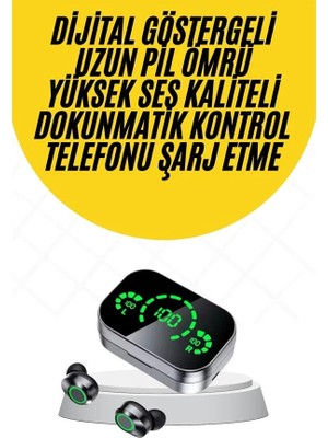 Melike Bakar Boutique Kablosuz Bluetooth Kulaklık Çift Telefon Destekli Powerbankli Dijital Göstergeli