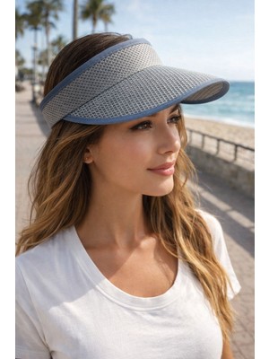 Aydın Şapkacınız Kadın Arkası Lastikli Uv Güneş Korumalı Siperlikli Şapka Yazlık Plaj Vizör Şapka