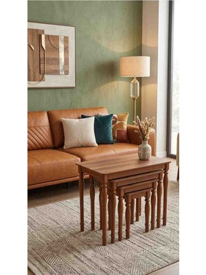 Ceviz 1 Sınıf Mdf Lake Boya Gürgen Ağaç 4 Lü Zigon Sehpa