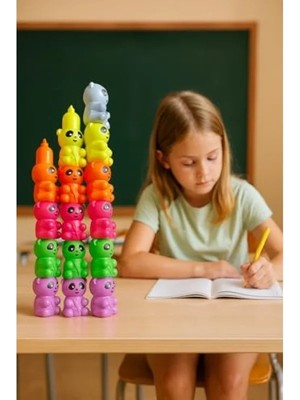 Esranın Dünyası Sevimli Panda Şeklinde 5 Renkli Fosforlu Kalem Seti