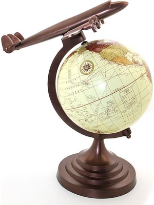 Poebgo Family's 40X25 cm Pirinç Uçak Tasarımlı Dünya Küre