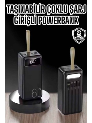 Melike Bakar Boutique Powerbank 60.000 Mah 4 Portlu Uzun Şarj Süreli Dijital Göstergeli