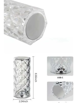 Melike Bakar Boutique Yeni Nesil Modern Kristal Masa ve Gece Lambası Dokunmatik Renk Değiştirebilen