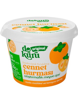 Dokuru Original Cennet Hurması Atıştırmalık Meyve Cipsi - Dondurularak Kurutulmuş Trabzon Hurması - Freeze Dried Cennet Elması
